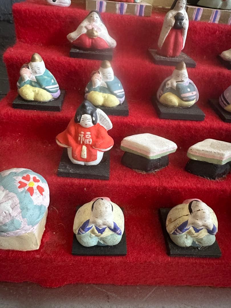 希少品❣️可愛すぎる❣️ヴィンテージ土人形　雛人形段飾りミニチュア