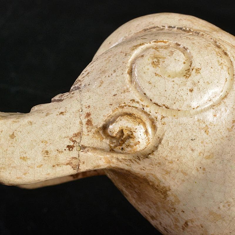 二代　楽吉左エ門　田中常慶作　楽焼　白楽獅子香炉　時代箱付　V　R7444