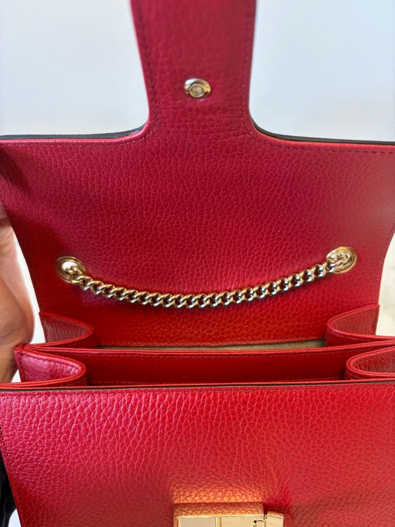 極美品✨GUCCI インターロッキング チェーンショルダーバッグ レッド