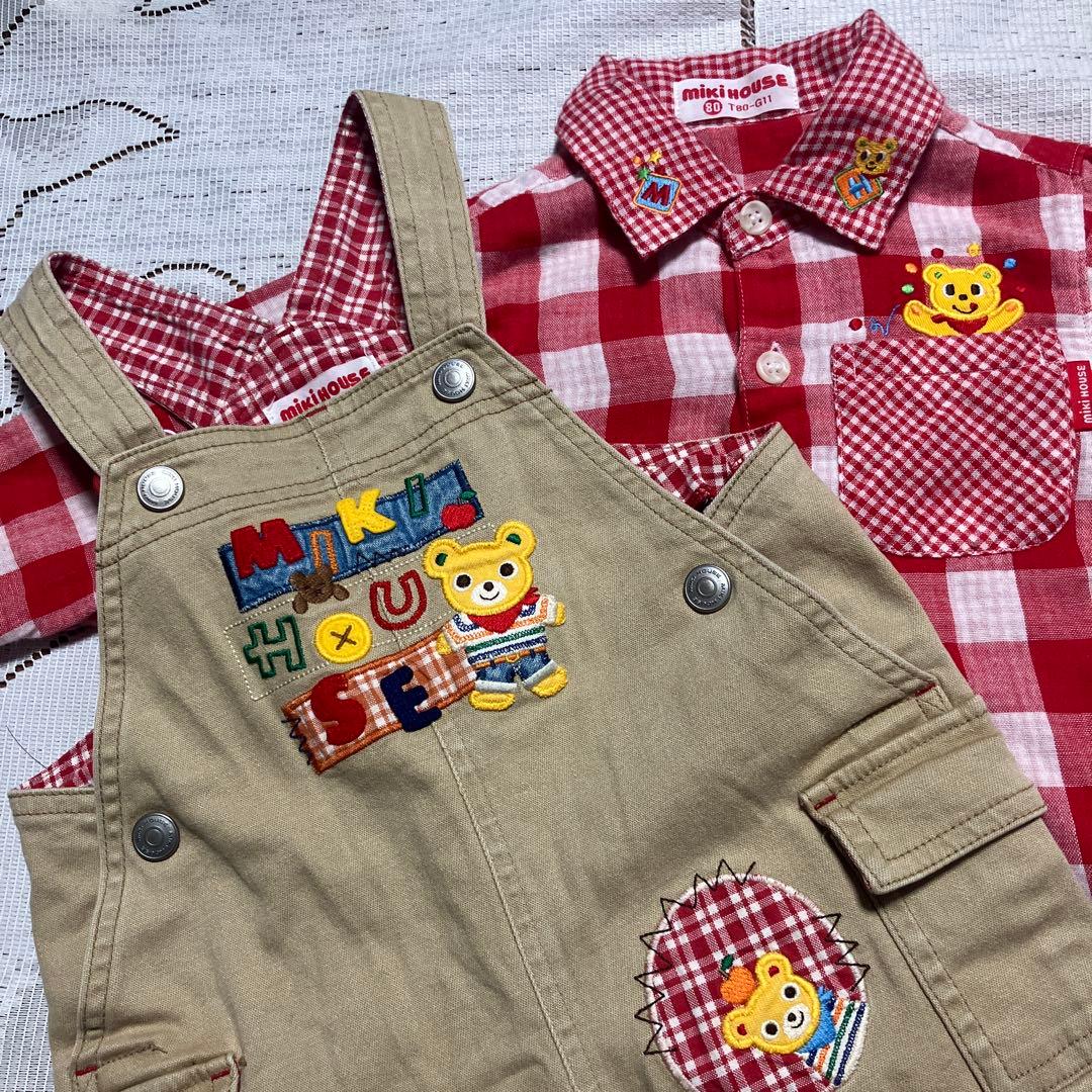 専用☆美品☆ミキハウス 80 cm オーバーオール シャツ付き