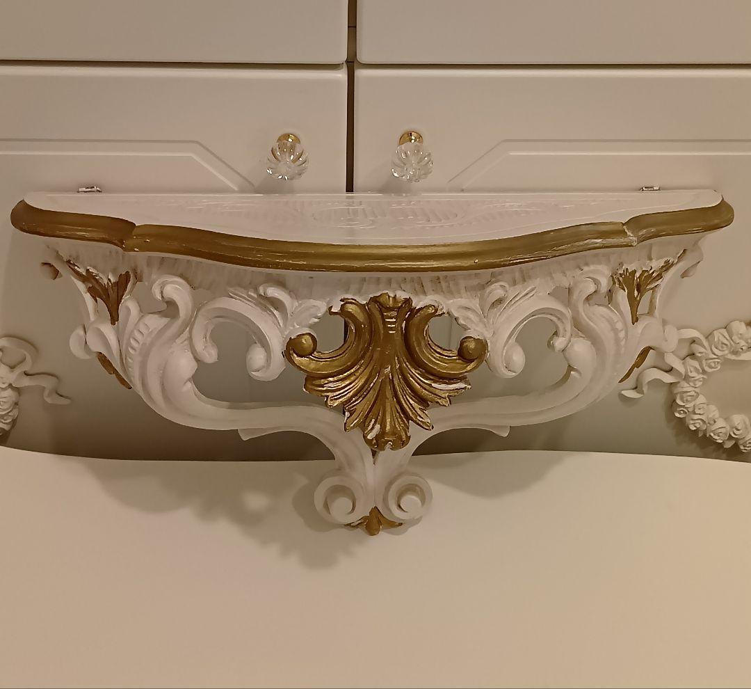 イタリア製　アンティーク　ロココ調　ミラー　コンソール　セット　姫　インテリア