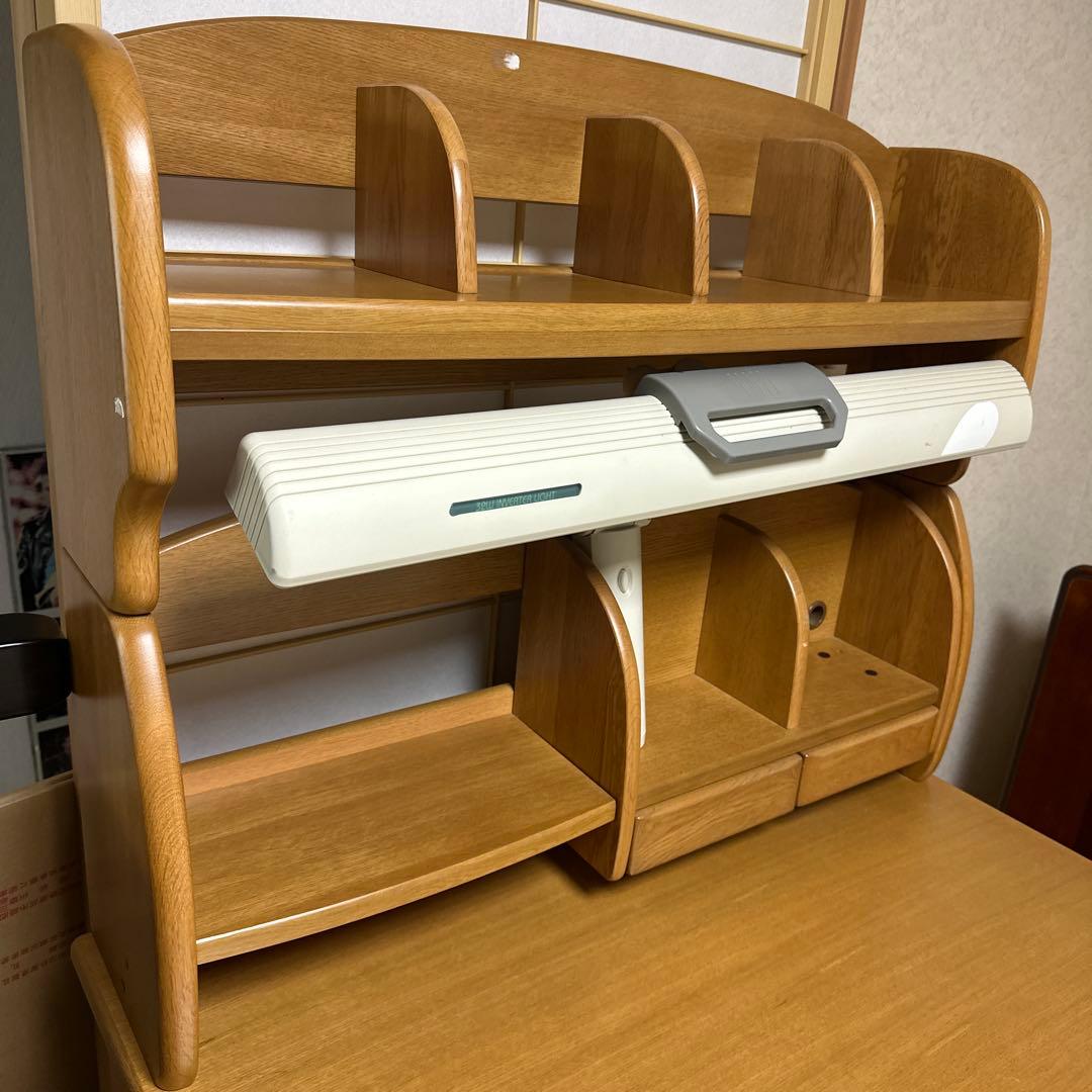木製 学習机 収納スペース豊富