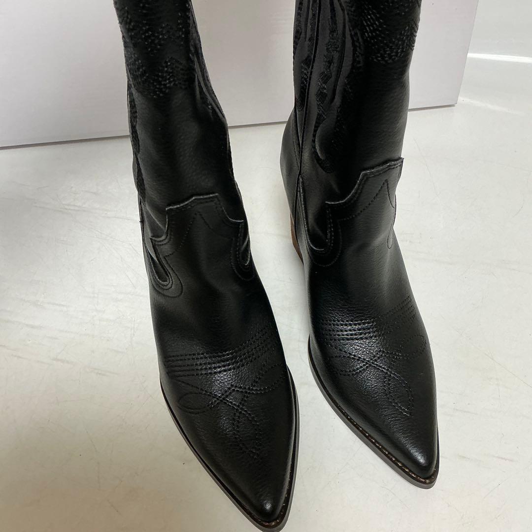 ALEXIA STAM ブラック　ロングブーツ　ウエスタンロングブーツ