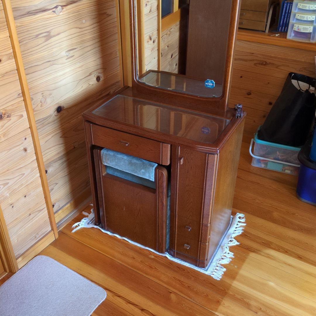 マイナス送料【お引き取り発送どちらでもレトロ】ブラウン 木製 ドレッサー 鏡台