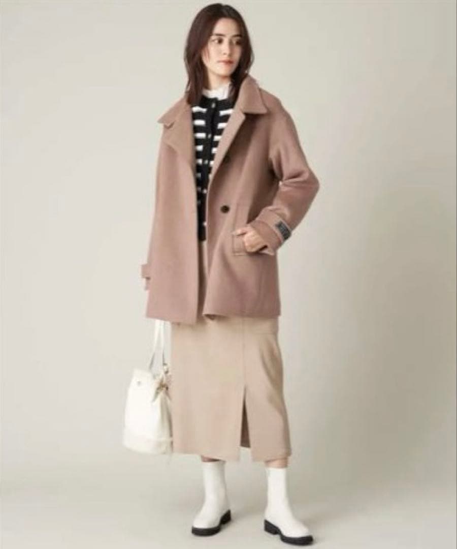 新品【a.v.v】アーヴェヴェ カシミア混 スタンドカラーミディコート サイズM