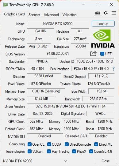 RTX A2000 全付属品完備 【S/N:**********686】
