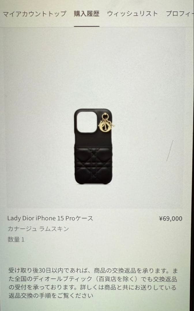 新品　Dior iPhone１５Pro ケース