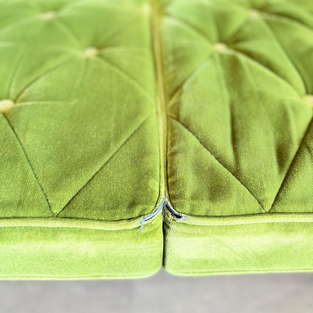 カリモク60 ロビーチェア　3シーター　モケットグリーン　現状品