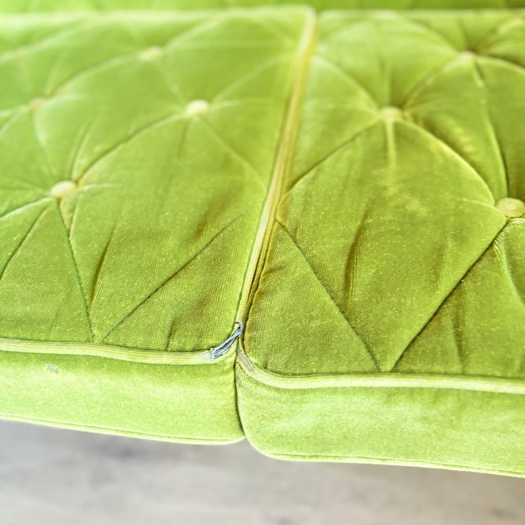 カリモク60 ロビーチェア　3シーター　モケットグリーン　現状品