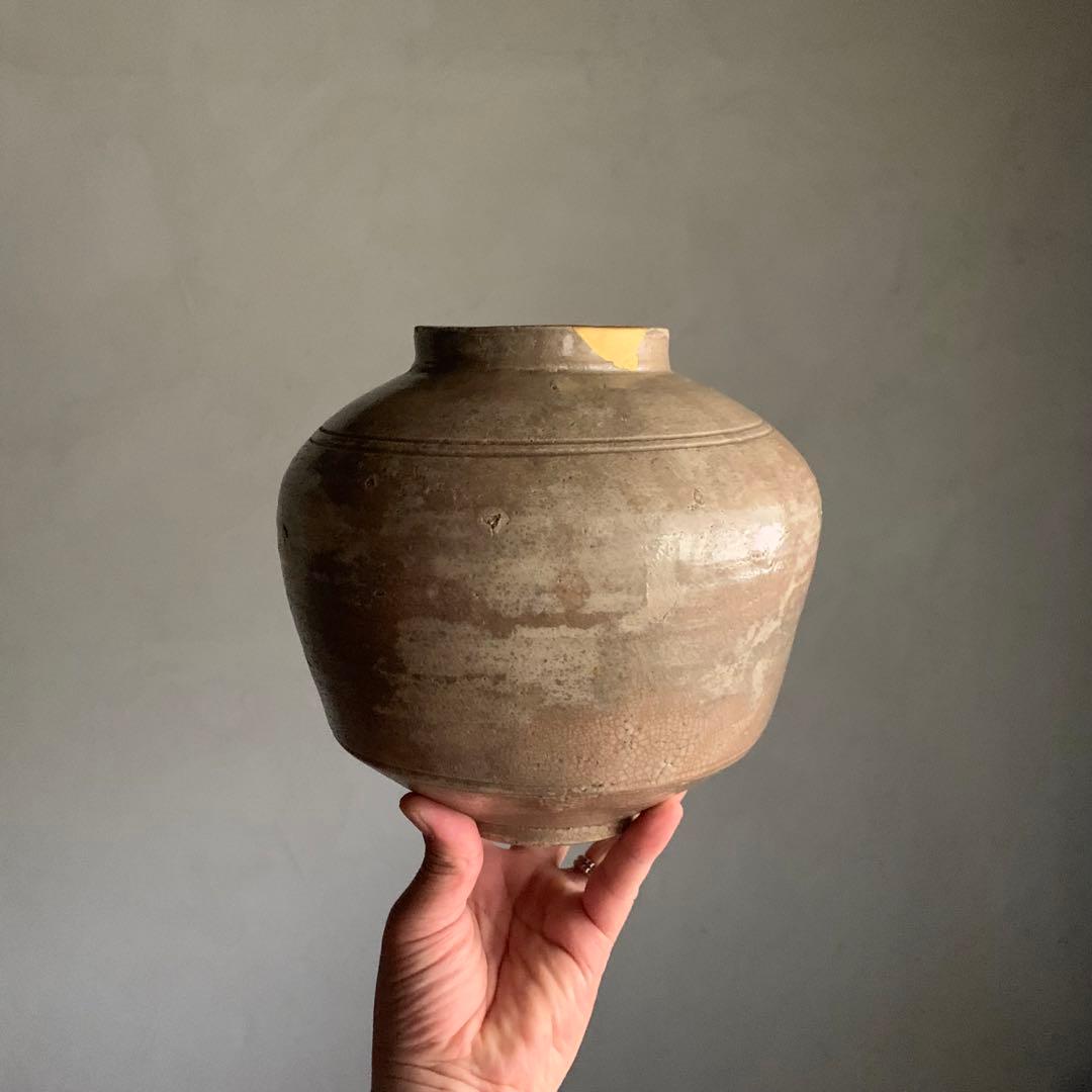 景色豊かな 李朝 壺 朝鮮美術 雨漏り手 古美術 古道具 アンティーク