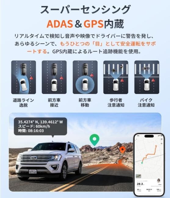 【ほぼ新】70mai Dash Cam 4K A800SEドラレコ800万画素