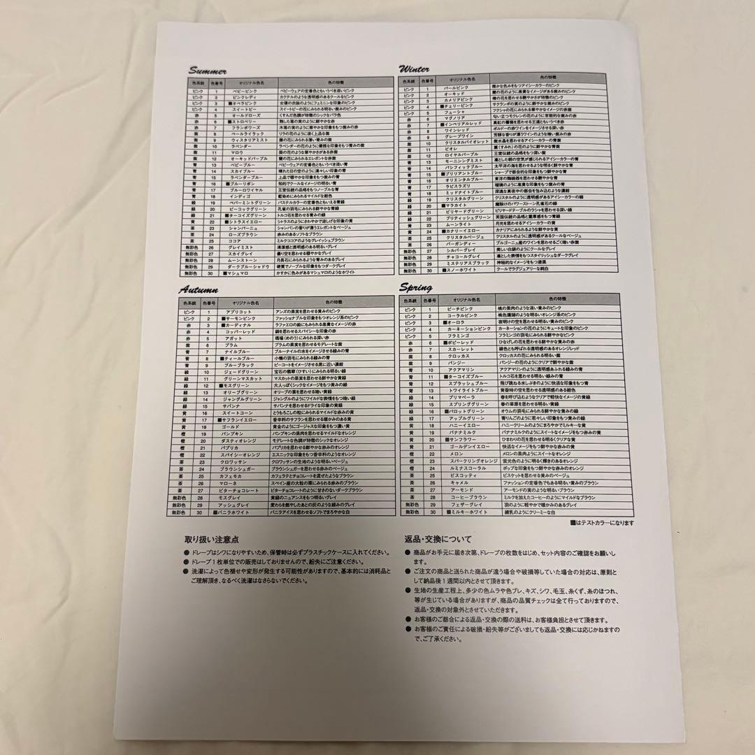 ICBI パーソナルカラー ドレープセット120枚