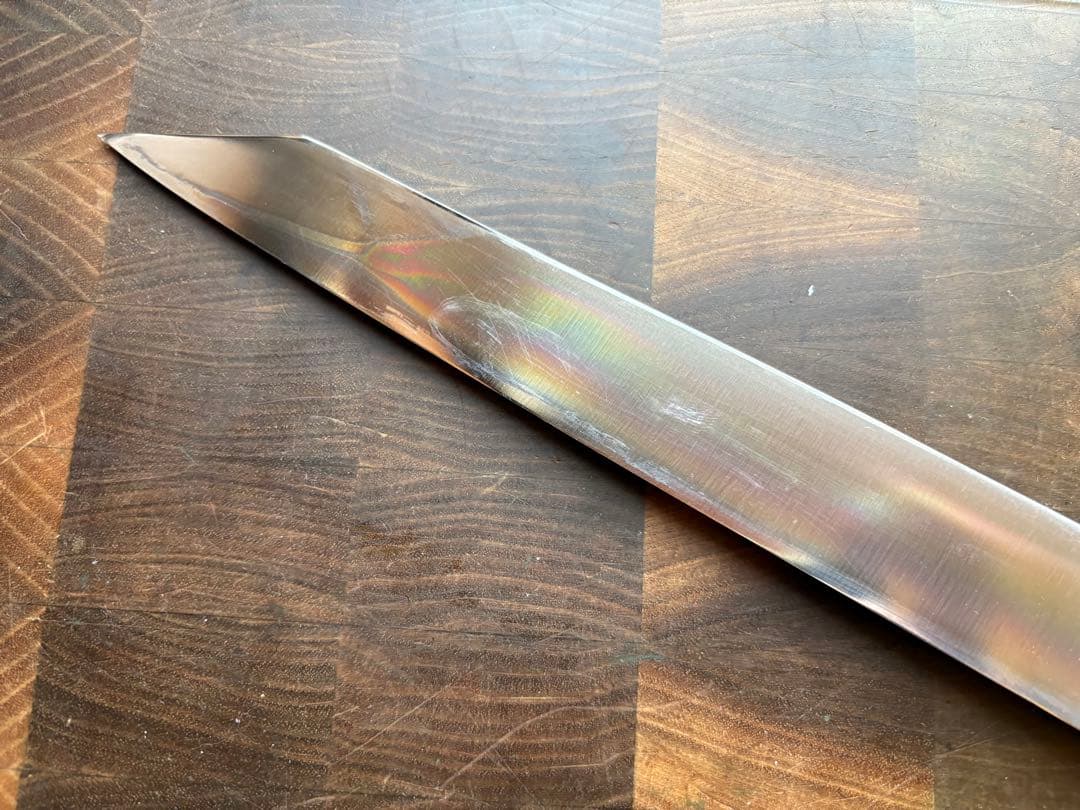 堺打刃物　霞　切付　柳刃　尺　300mm 包丁　白鋼　和包丁　黒檀　八角柄