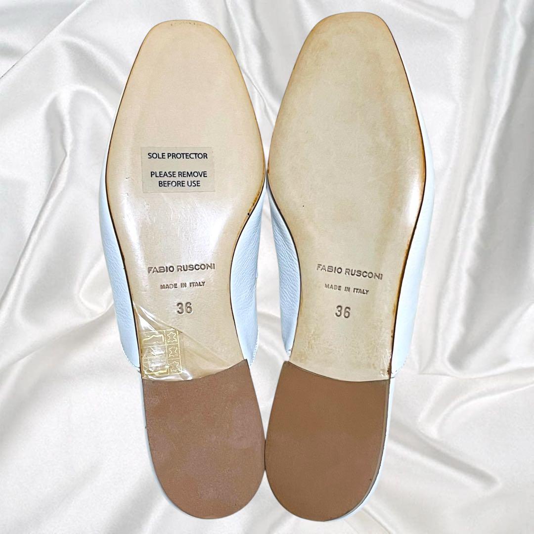 【FABIO RUSCONI】美品ビット ゴールド金具 シープレザー ミュール