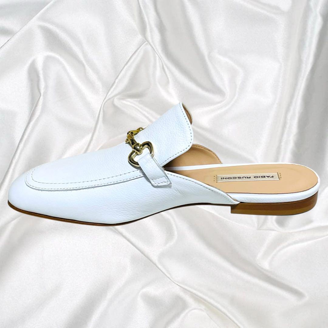 【FABIO RUSCONI】美品ビット ゴールド金具 シープレザー ミュール