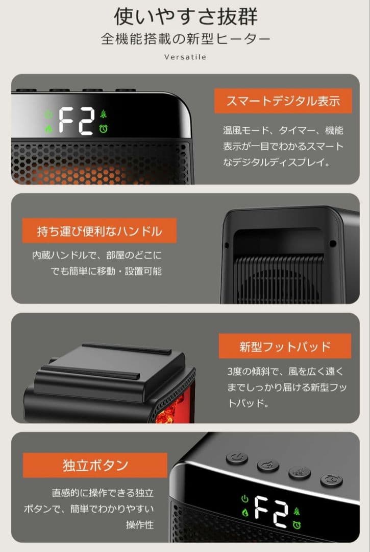 セラミックファンヒーター LCDディスプレイ