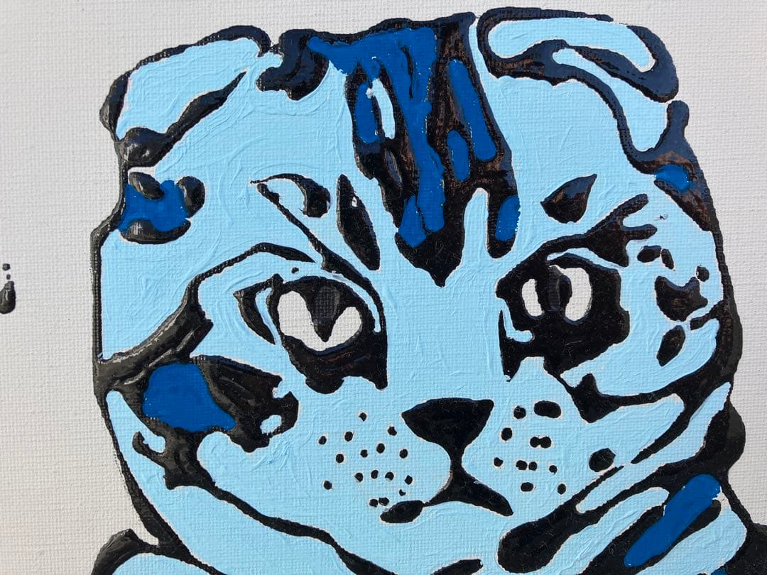 肉筆絵画　スコティッシュフォルド　ブルー