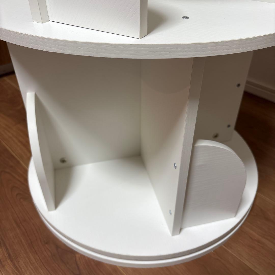 【組立済】本棚 回る本棚 回転本棚 3段 ホワイト ruihong