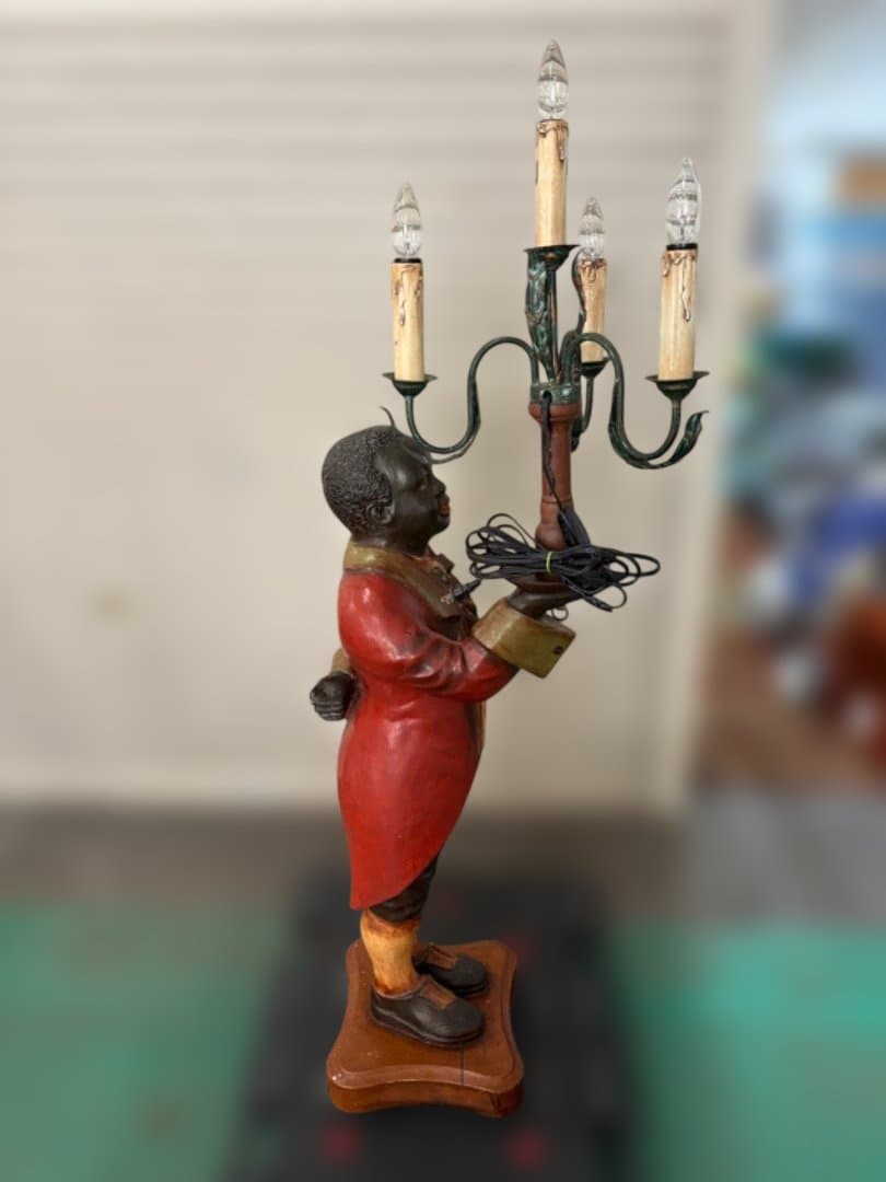 【極希少】 大型　19世紀様式　ブラックムーア　フロアランプ　スタチュー　動作◯