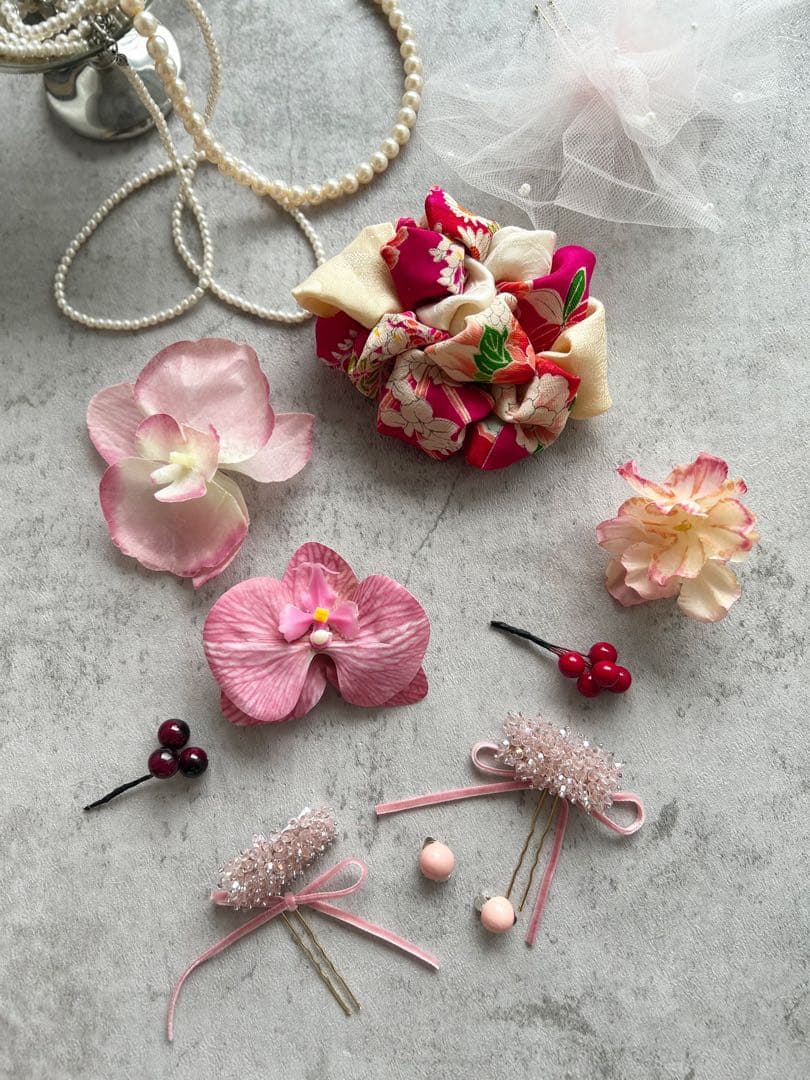 a*✿様 七五三　七五三髪飾り　ヘッドドレス　着物髪飾り　リメイク髪飾り　040