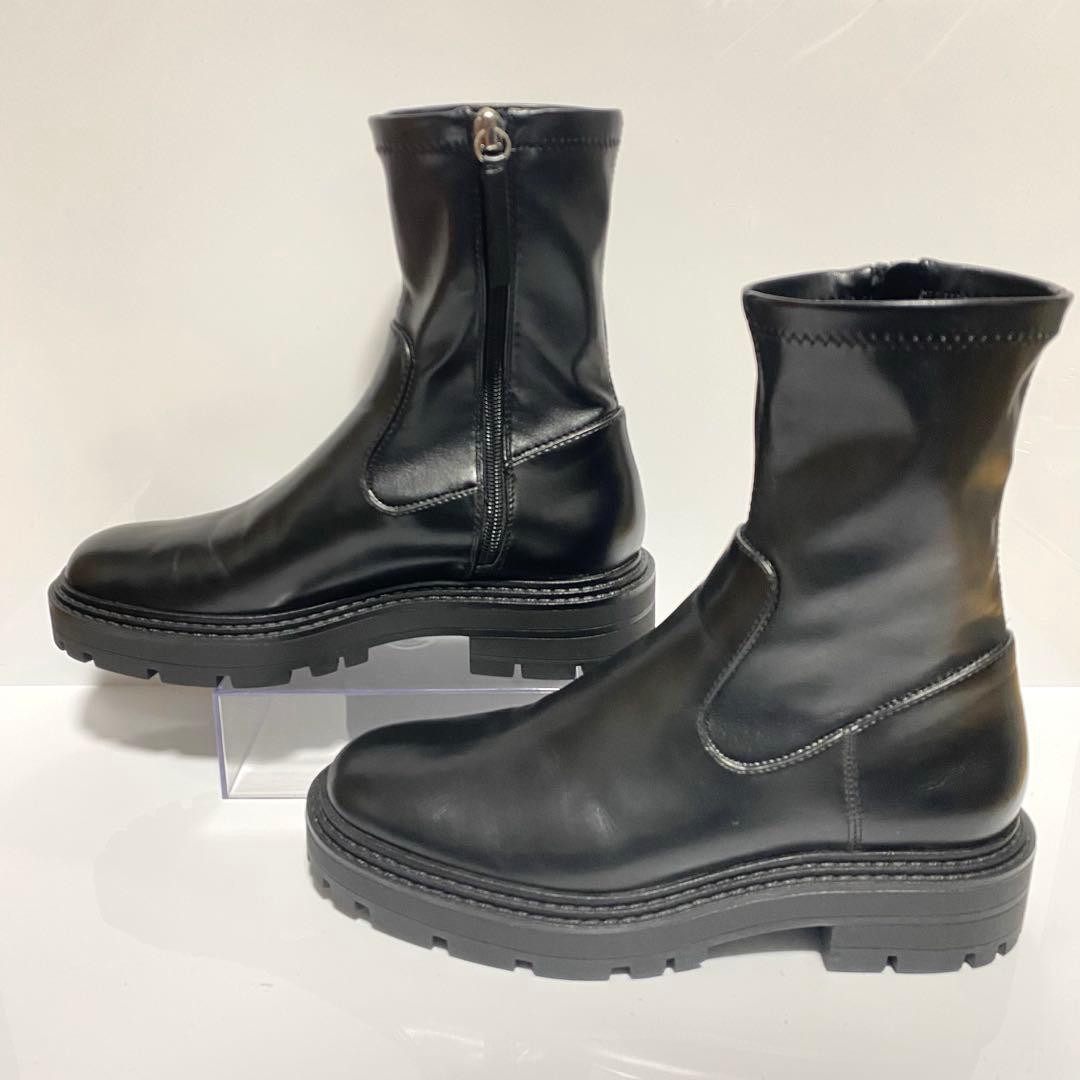 【未使用級】ZARA サイドジップ 厚底トラックソール 24㎝