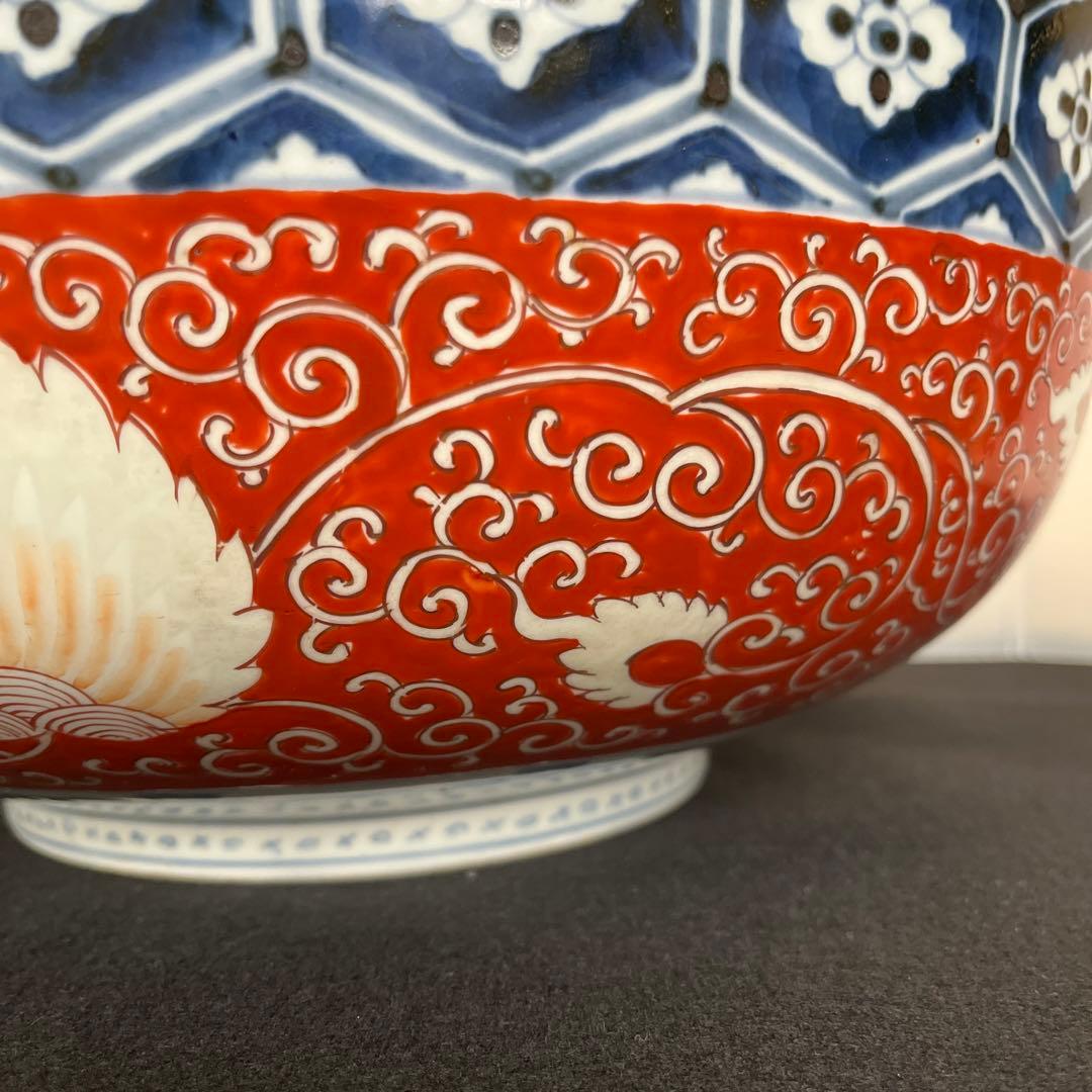 江戸時代　有田焼　古伊万里　錦手　金彩赤絵　『特大』 ‼️大鉢　直径37cm
