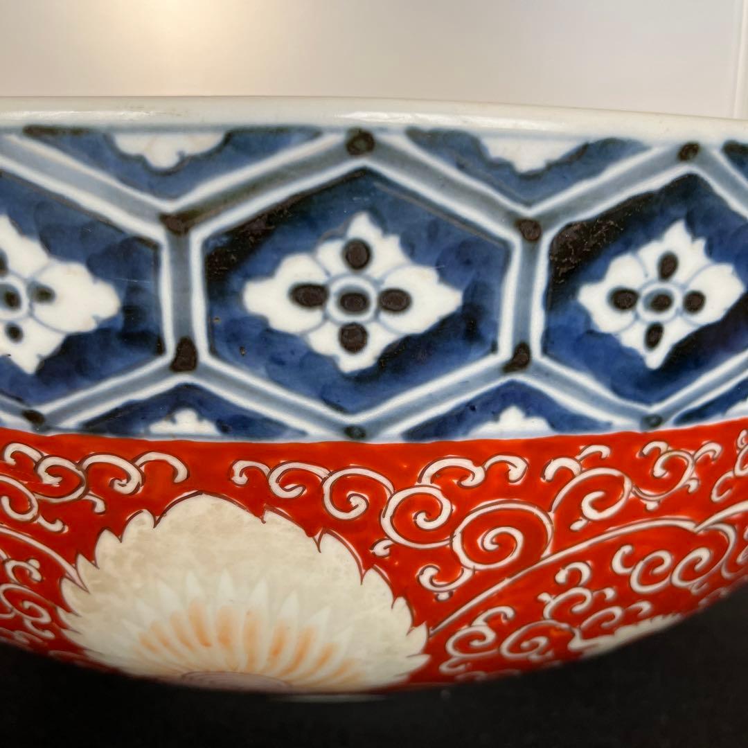 江戸時代　有田焼　古伊万里　錦手　金彩赤絵　『特大』 ‼️大鉢　直径37cm