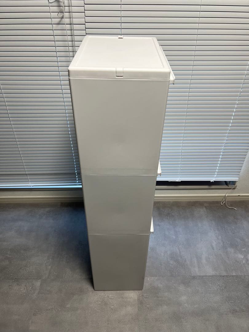 スリム収納ボックス 3段／縦型収納ケース ホワイト キッチン・洗面所・隙間収納に