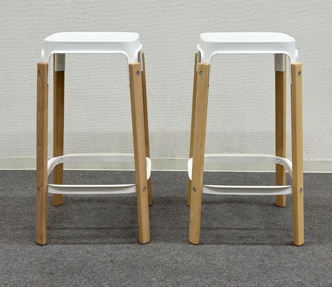 ■マジス■スティールウッド　スツール　2脚セット　高さ68cm　カウンターチェア