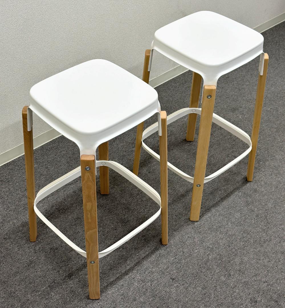 ■マジス■スティールウッド　スツール　2脚セット　高さ68cm　カウンターチェア