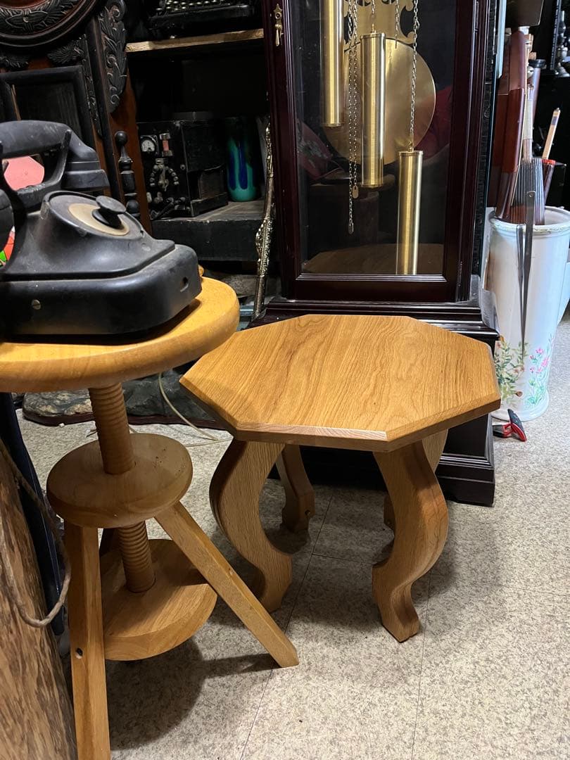 ケヤキテーブル、サイドテーブル、コーヒーテーブル、飾り台、猫脚テーブル 天然木台