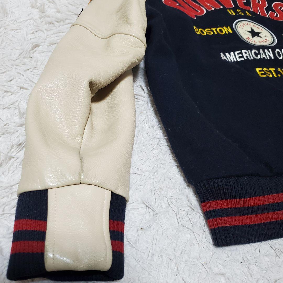 美品 希少 CONVERSE コンバース レザー袖 スタジャン バック刺繍 M