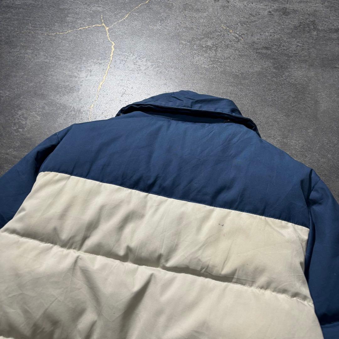 70s80sヴィンテージダウンジャケット生成りバーガンディネイビー短丈古着L