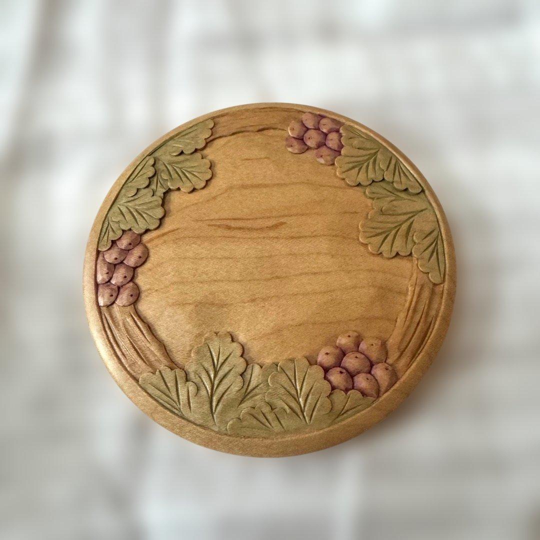 軽井沢彫　８インチラウンド　メープル　ナンタケットバスケット