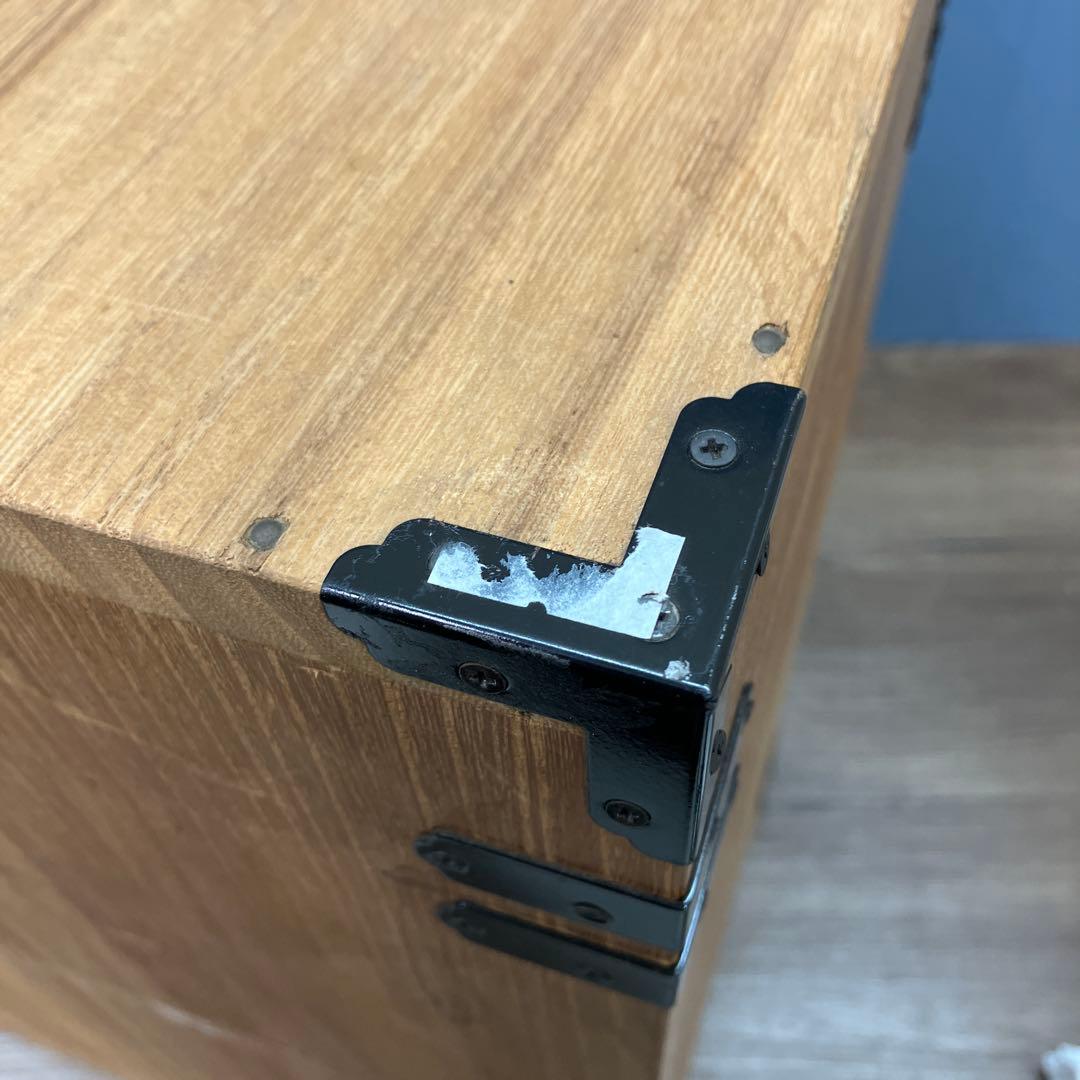 A-4 昭和レトロ 木製 収納ボックス アンティーク 蓋付き ウッドケース