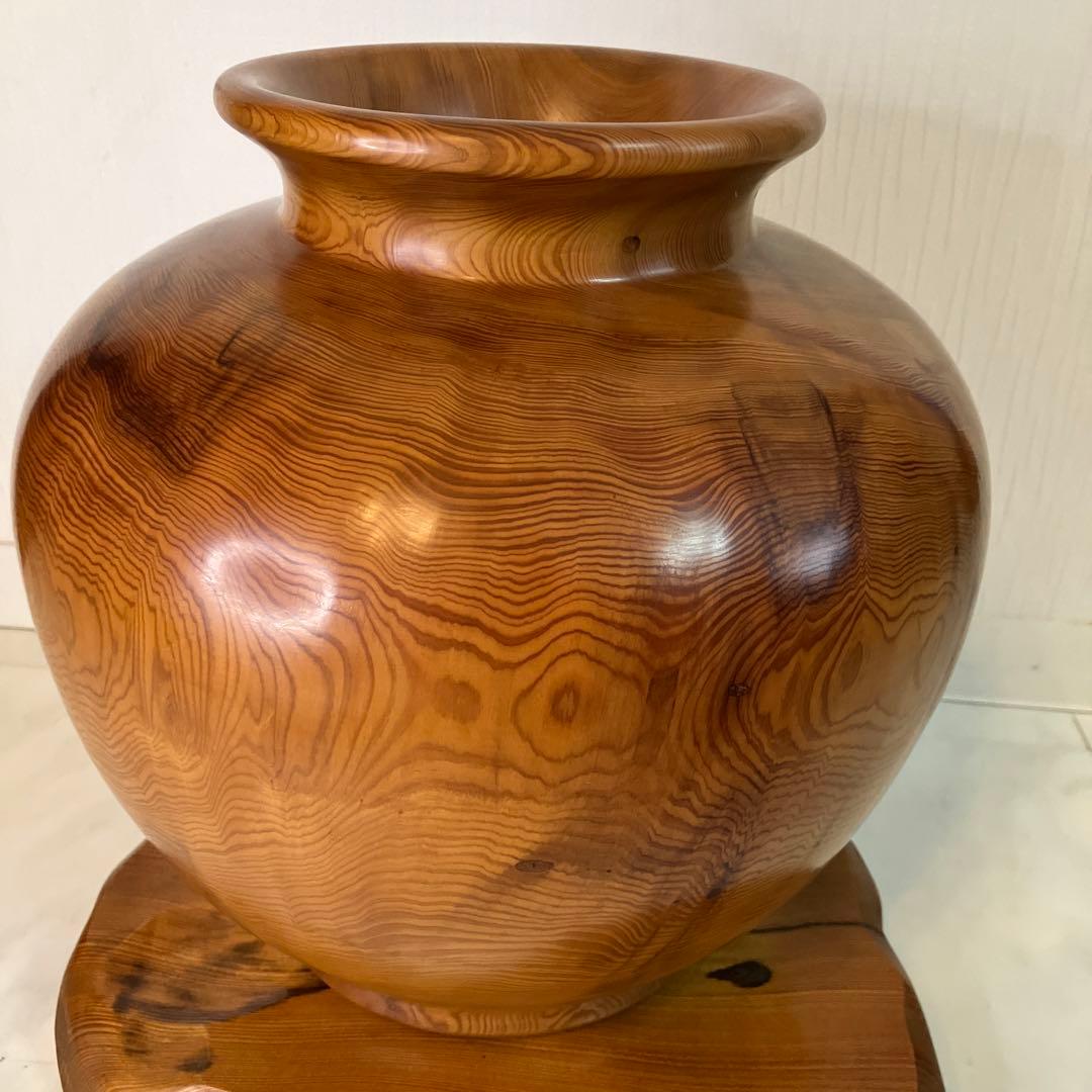 希少　特大壺　壺　屋久杉工芸品　屋久杉壺　特大壺　台座セット