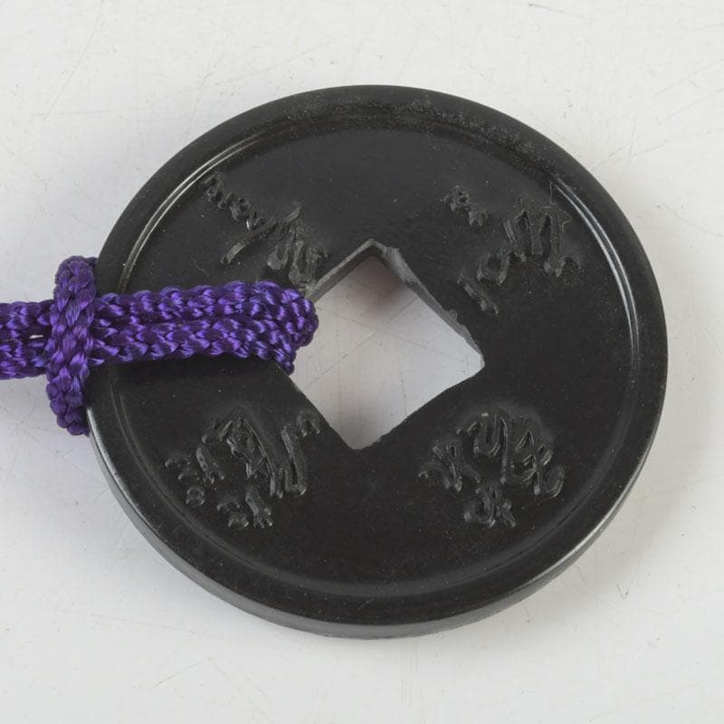 時代提げ物　黒漆　三つ葉葵蒔絵　印籠　薬入　根付　緒締め玉　C　9438