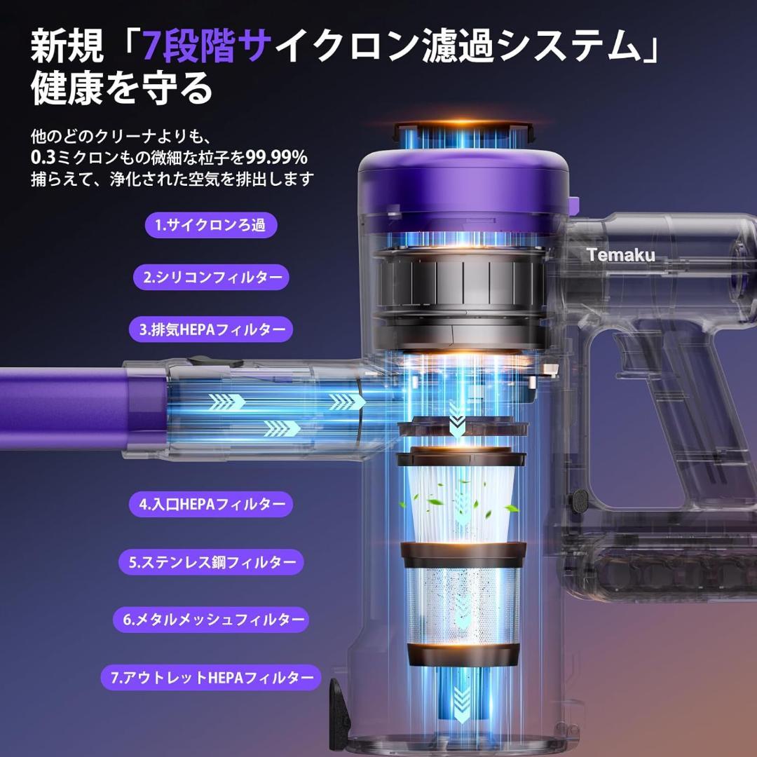 掃除機 コードレス 80KPa超強力吸引 65分連続稼働 AI汚れ自動検知
