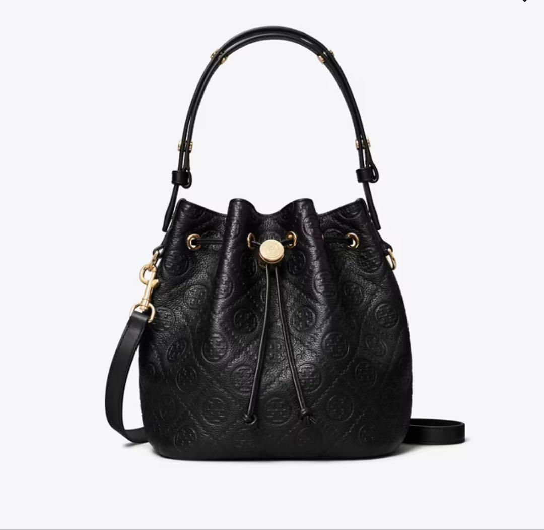 【大人気☆】Tory Burch Tモノグラム ペブルド バケットバッグ