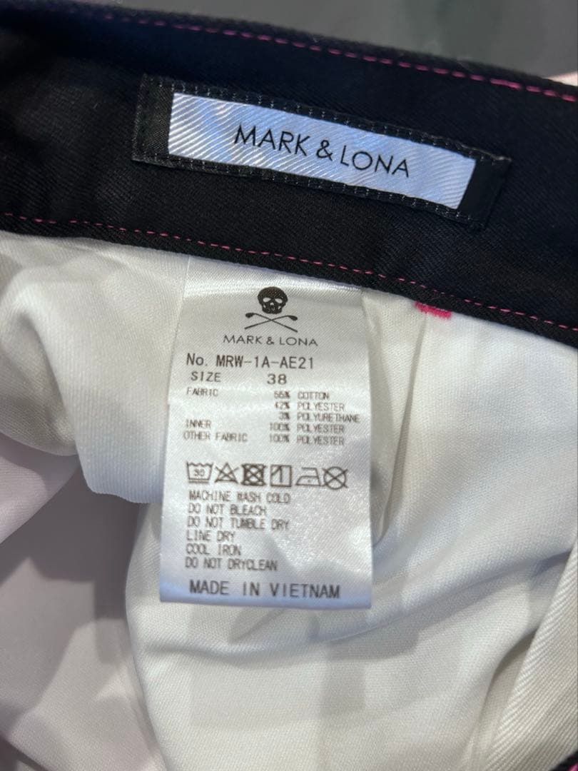 新品 MARK&LONA インナー付きスカート バイカラー ホワイトブラック