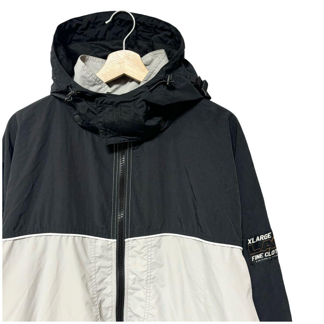 エクストララージ ツートーン ナイロン フーデッド ジャケット ブラック XL