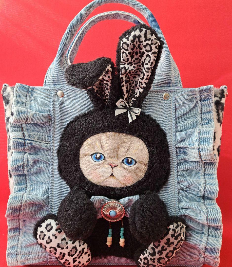 ね*】様 コヤンイサムチョン　ルミ　デニムリメイクフリルトートバッグ