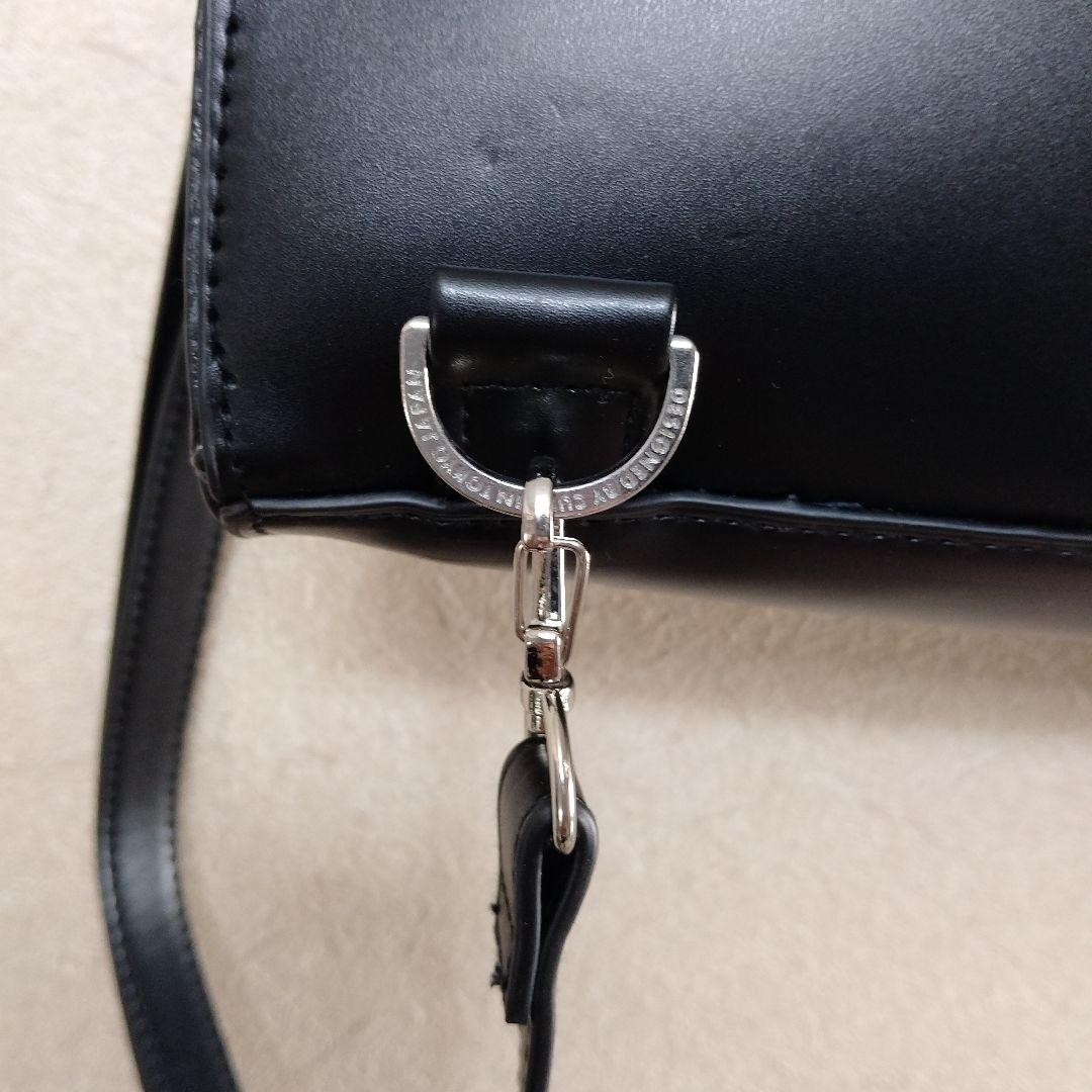 CUNE 合皮の四角いフラップバッグS 3way うさぎ BLACK キュ―ン