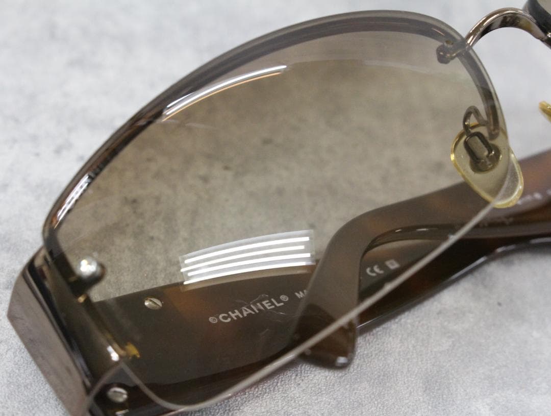 ▲CHANEL サングラス ココマーク ラインストーン ブラウンべっ甲柄