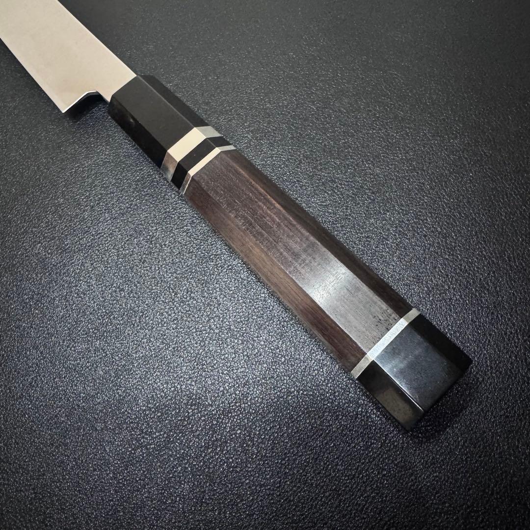 240mm 切付柳刃包丁 鏡面　黒檀黒水牛八角柄 刺身包丁 全鋼