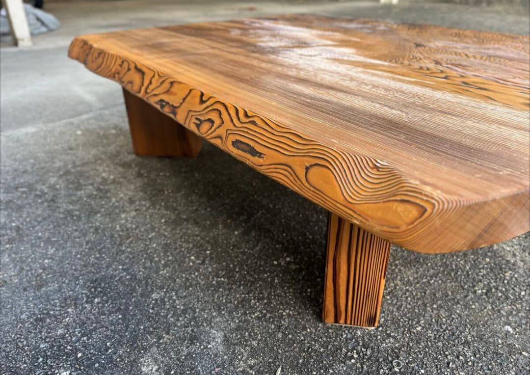 秋田杉細工／ 一枚板／座卓／ローテーブル／天然木 約127cm×95cm
