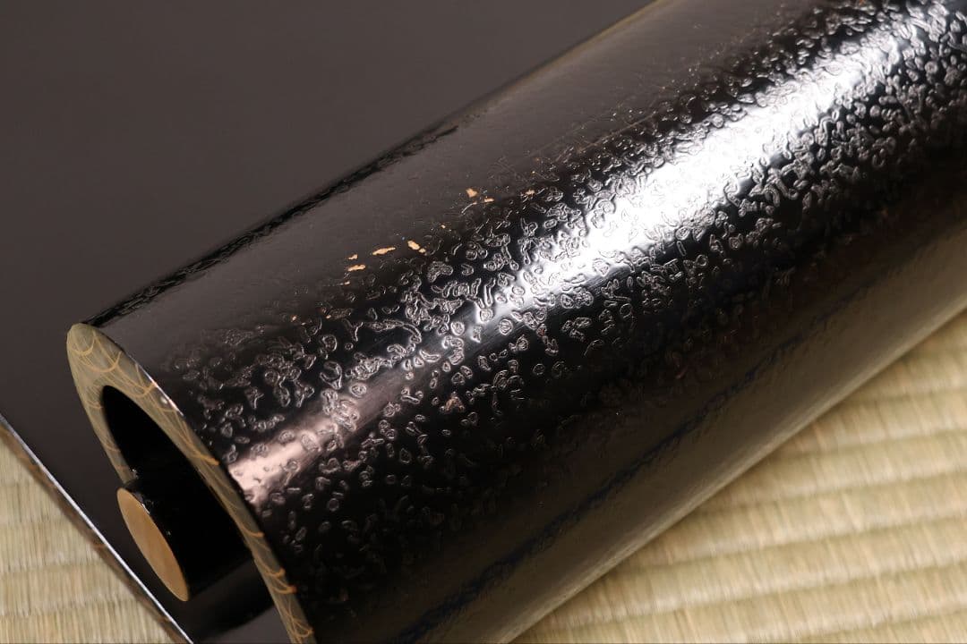 木製 漆塗 巻足 平卓 金蒔絵 丸菊 桐唐草 黒塗 漆芸 花台【MB106】