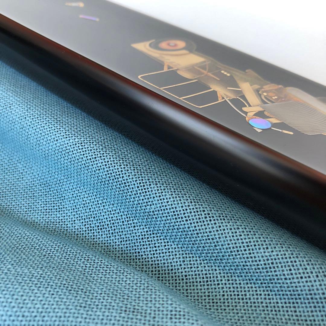 箱瀬淳一　長方ペン皿　40cm漆器　水野式　自動三輪車　蒔絵　飾り皿　輪島塗長皿