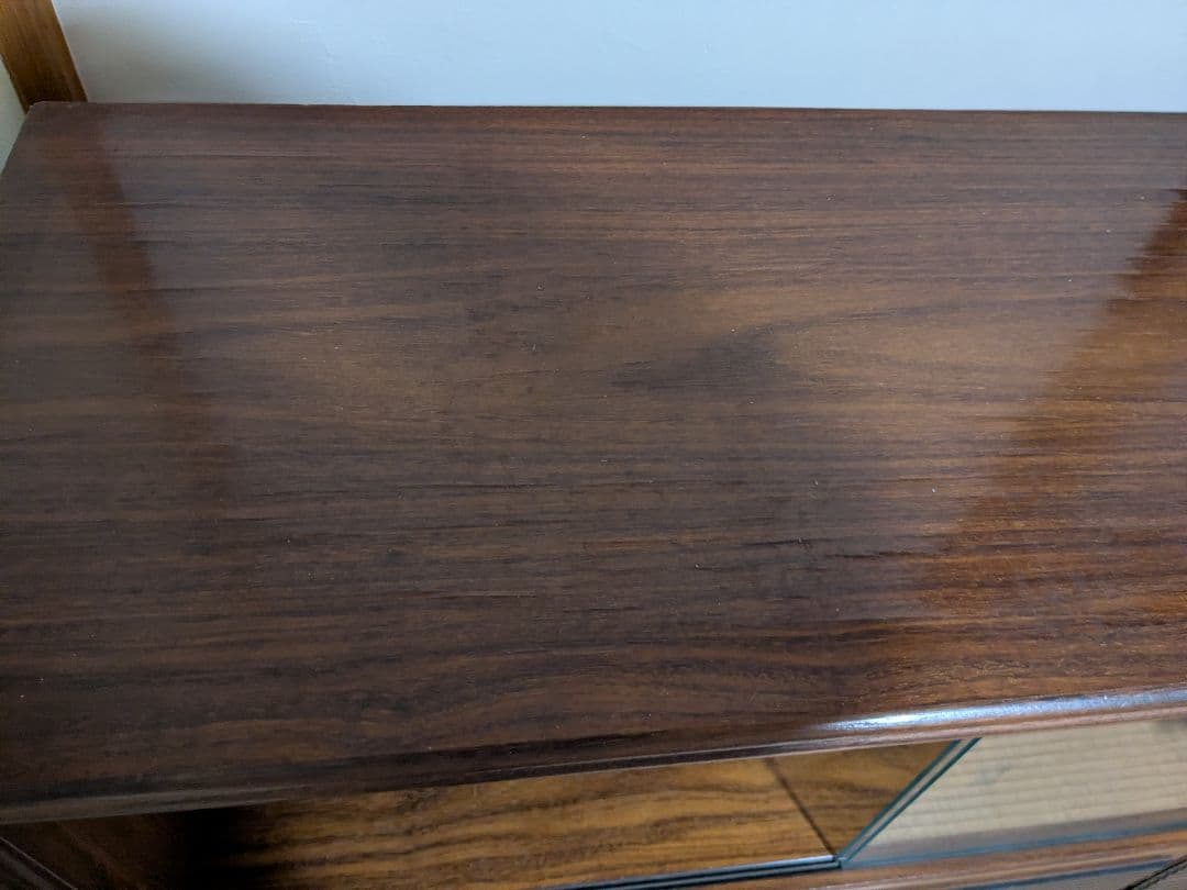 【中古美品】昭和レトロ　木製キャビネット ガラス扉付き　アンティーク