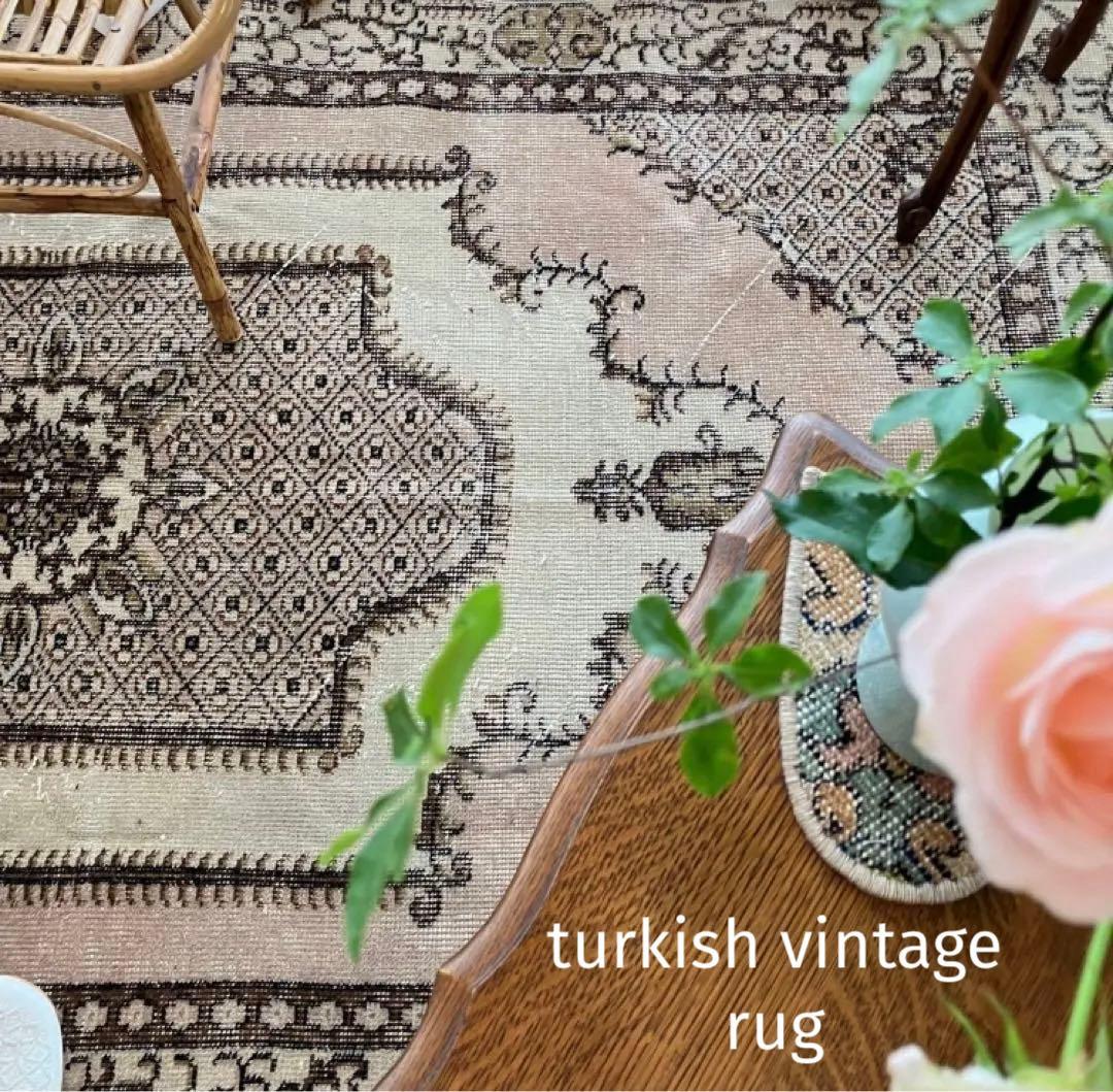 貴重／クラシカル116×211キャラメルココア　リッチ　トルコヴィンテージラグ